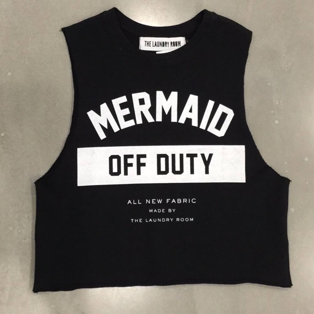 The Laundry Room Mermaid Off Duty Black Crop Tank